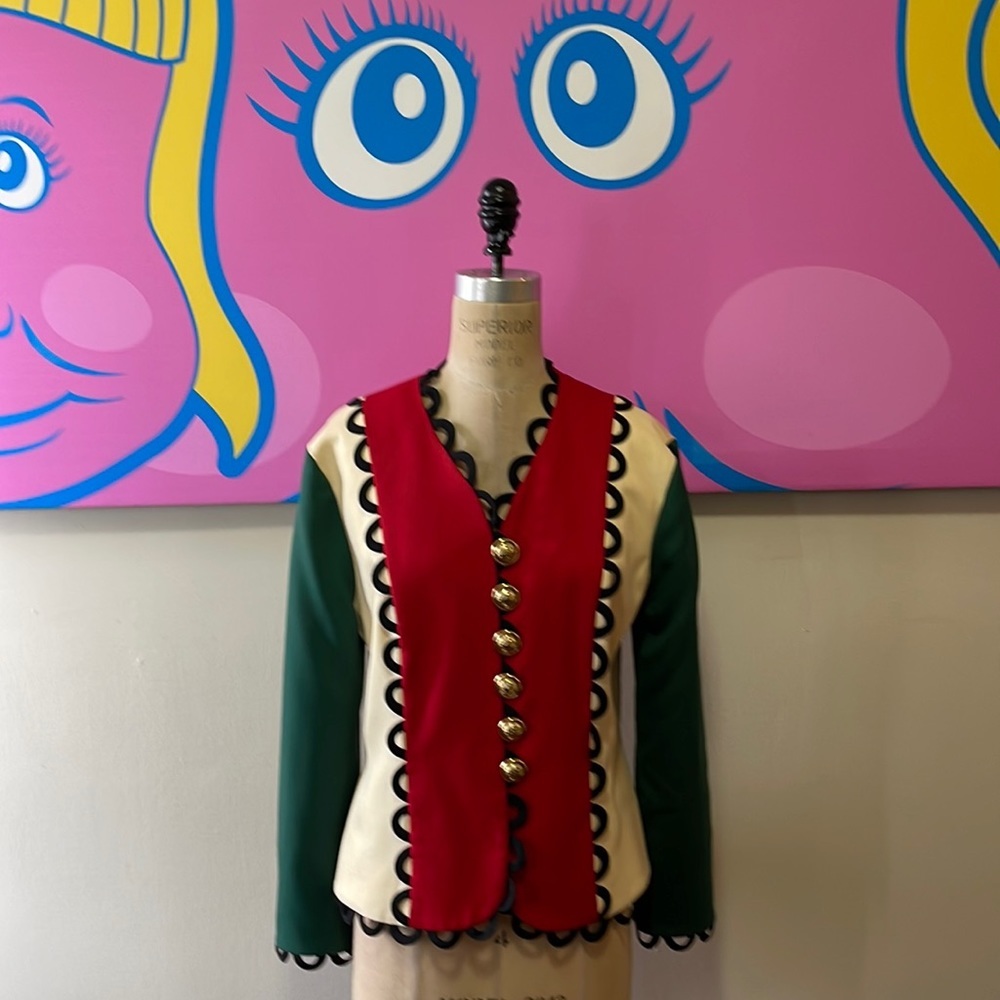 Moschino Red Green Ivory Wool Blazer The Nanny